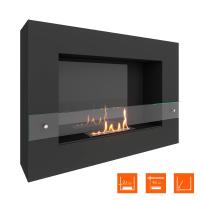 Биокамин SteelHeat WALL GRAND 900 LITE черный, стекло, стемалит