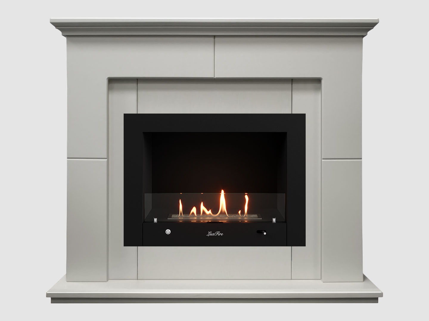Каминный портал МДФ "Пьер 1300" с биокамином Lux Fire "Фаер Бокс 4-33" (белый) по цене 123 100 руб.