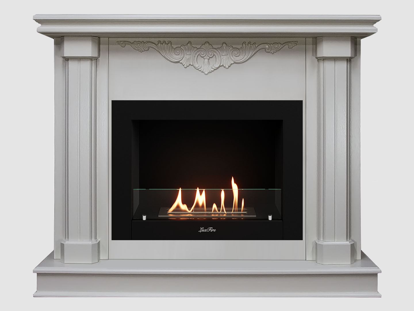Каминный портал МДФ "Лукас 1080" с биокамином Lux Fire "Фаер Бокс 2-25.5" (белый) по цене 71 100 руб.