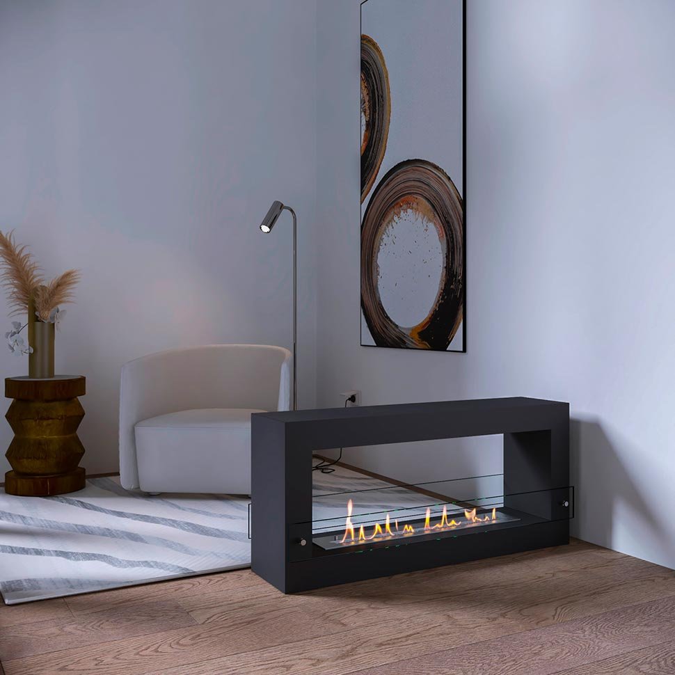 Биокамин SteelHeat WALL FRAME ONE 1000 черный, стемалит по цене 55 650 руб.