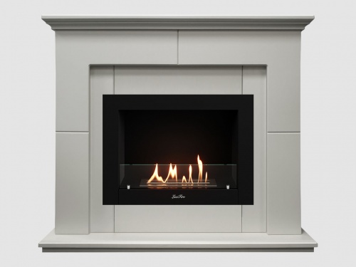 Каминный портал МДФ "Пьер 1300" с биокамином Lux Fire "Фаер Бокс 2-33" (белый)