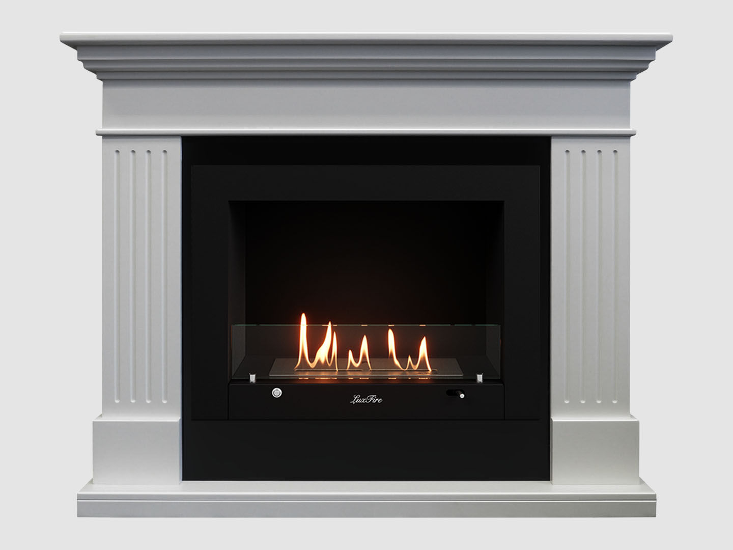 Каминный портал МДФ "Турин 1280" с биокамином Lux Fire "Фаер Бокс 3-25.5" (белый) по цене 87 500 руб.