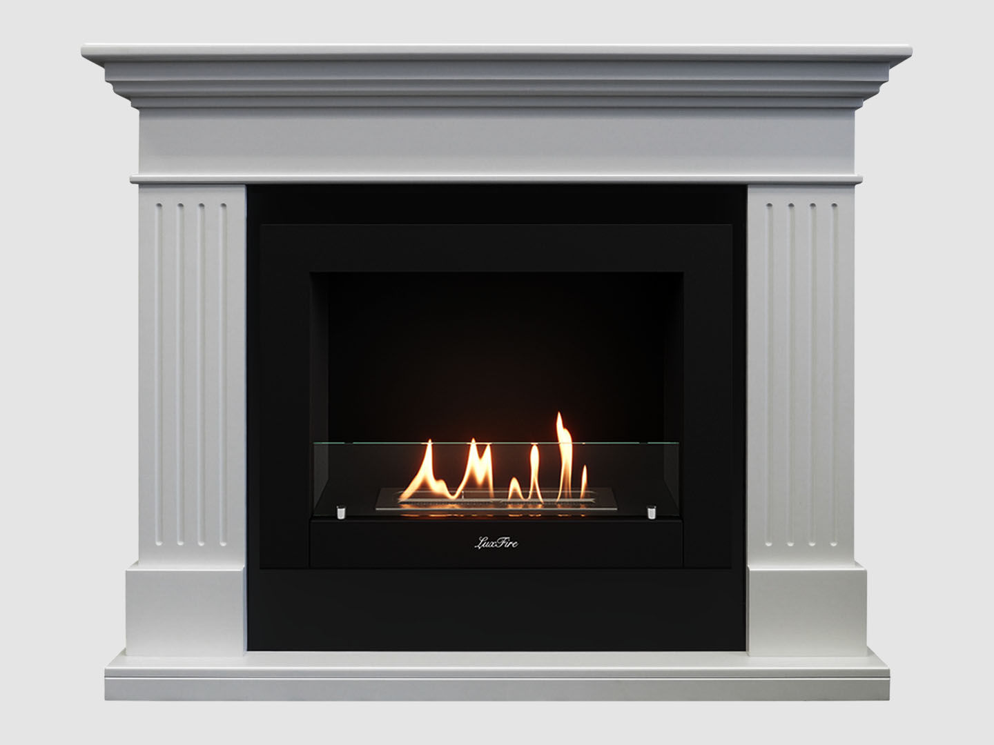 Каминный портал МДФ "Турин 1280" с биокамином Lux Fire "Фаер Бокс 2-25.5" (белый) по цене 67 100 руб.