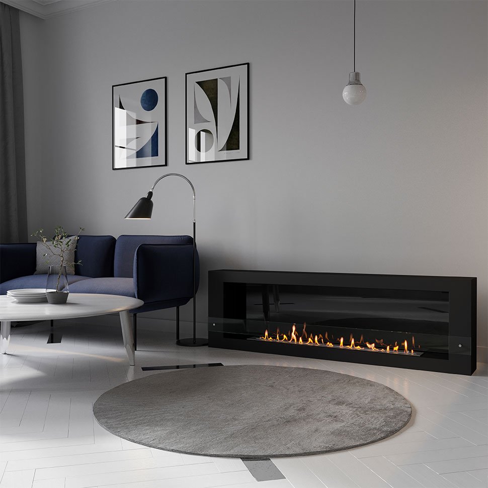 Биокамин SteelHeat WALL LONG 1800 черный по цене 69 090 руб.