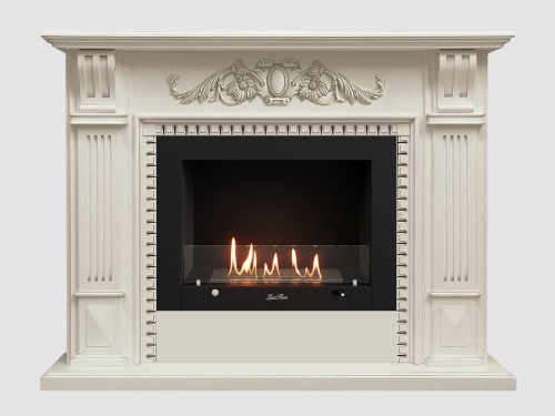 Каминный портал МДФ "Белфаст Люкс 1550" с биокамином Lux Fire "Фаер Бокс 3-30" (белый)