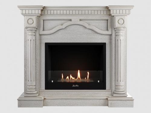 Каминный портал МДФ "Монако 1210" с биокамином Lux Fire "Фаер Бокс 1-30" (белый)