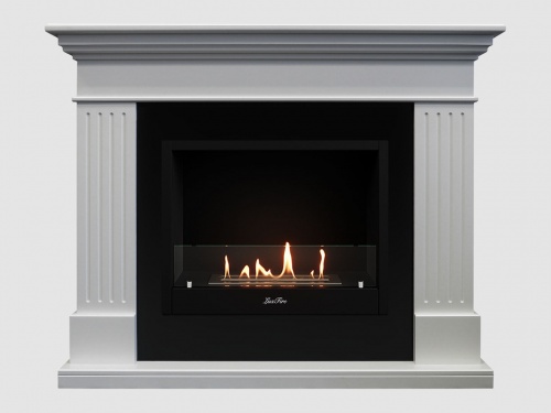 Каминный портал МДФ "Турин 1280" с биокамином Lux Fire "Фаер Бокс 1-25.5" (белый)