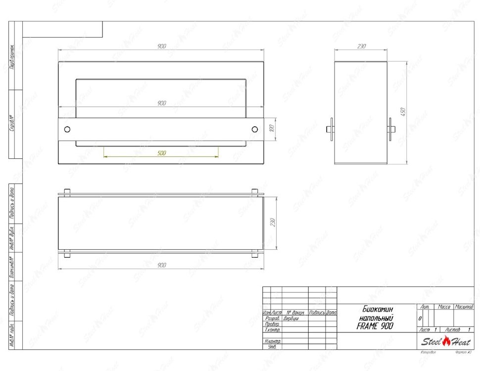 Биокамин SteelHeat FRAME ONE 900 черный по цене 44 100 руб.