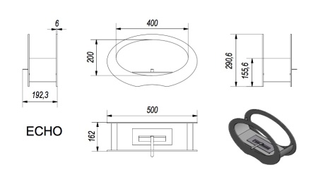 Настольный биокамин Kratki ECHO, TUV белый по цене &euro;178