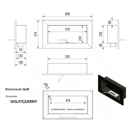 Биокамин Kratki GOLF HORIZONTAL, TUV по цене &euro;284